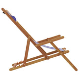 Folding Chair Blue and White Solid Wood Eucalyptus and Fabric - 45-Degree Angle