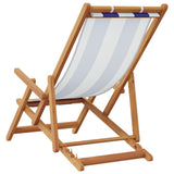 Folding Chair Blue and White Solid Wood Eucalyptus and Fabric - Rear View