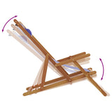 Folding Chair Blue and White Solid Wood Eucalyptus and Fabric - Low Angle