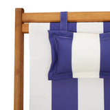 Folding Chair Blue and White Solid Wood Eucalyptus and Fabric - Extra Image