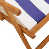 Folding Chair Blue and White Solid Wood Eucalyptus and Fabric - Extra Image