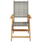 Folding Chairs 2 pcs Grey Solid Wood Acacia and Poly Rattan