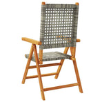Folding Chairs 2 pcs Grey Solid Wood Acacia and Poly Rattan