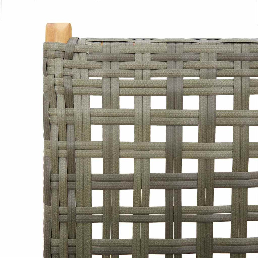 Folding Chairs 2 pcs Grey Solid Wood Acacia and Poly Rattan