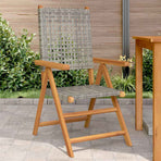 Folding Chairs 2 pcs Grey Solid Wood Acacia and Poly Rattan