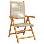 Folding Chairs 2 pcs Beige Solid Wood Acacia and Poly Rattan