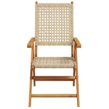 Garden Chairs 2 pcs Beige Solid Wood Acacia and Poly Rattan - 45-Degree Angle