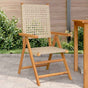 Folding Chairs 2 pcs Beige Solid Wood Acacia and Poly Rattan