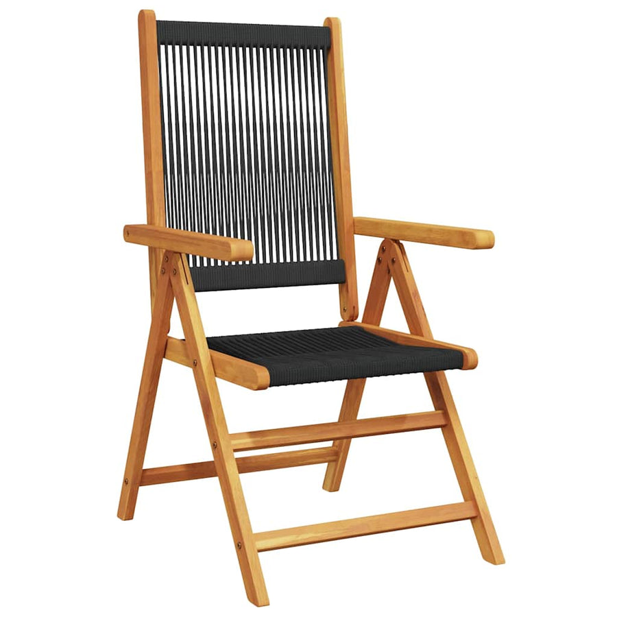 Folding Chairs 2 pcs Black Solid Wood Acacia and Polypropylene