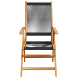 Folding Chairs 2 pcs Black Solid Wood Acacia and Polypropylene