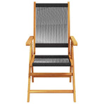 Folding Chairs 2 pcs Black Solid Wood Acacia and Polypropylene