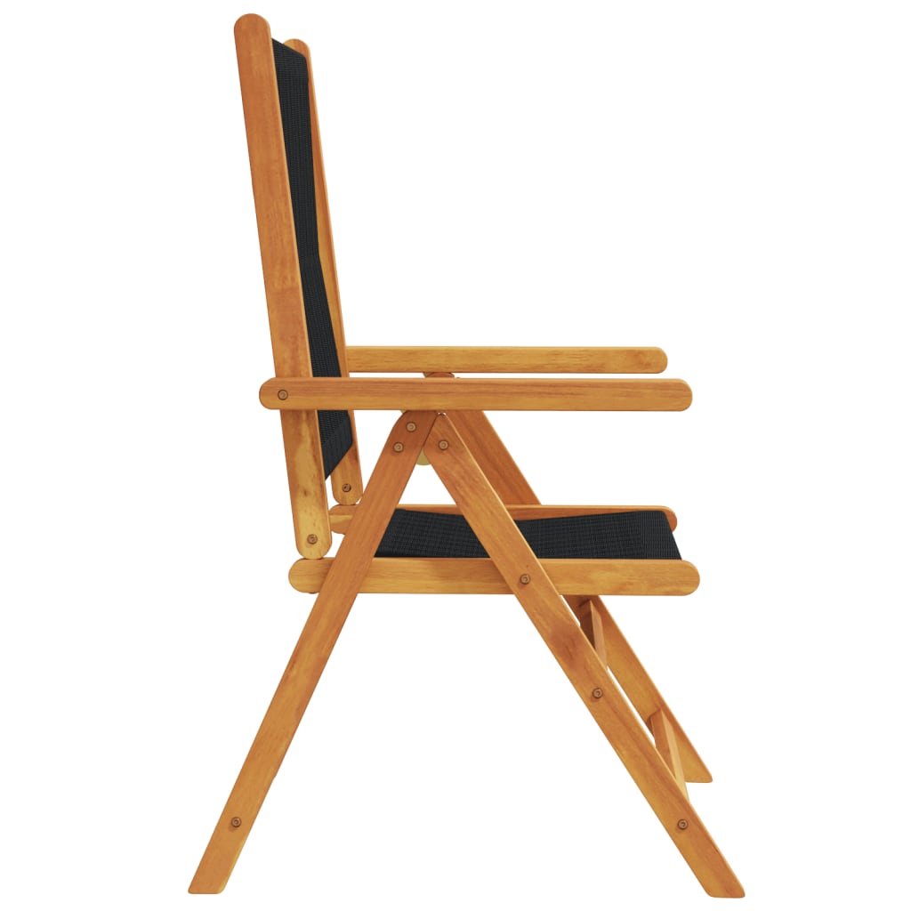 Folding Chairs 2 pcs Black Solid Wood Acacia and Polypropylene
