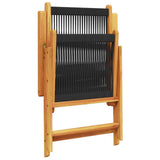 Folding Chairs 2 pcs Black Solid Wood Acacia and Polypropylene