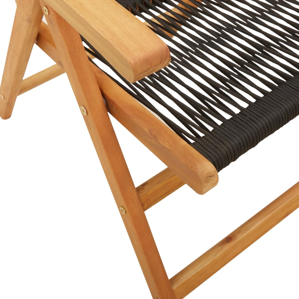 Folding Chairs 2 pcs Black Solid Wood Acacia and Polypropylene