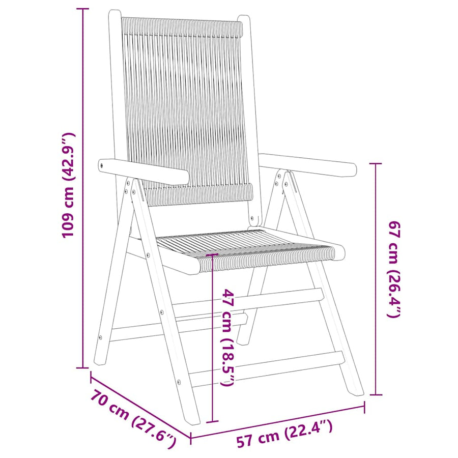 Folding Chairs 2 pcs Black Solid Wood Acacia and Polypropylene