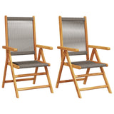 Garden Chairs 2 pcs Grey Solid Wood Acacia and Polypropylene - Front View