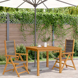 Garden Chairs 2 pcs Grey Solid Wood Acacia and Polypropylene - Side View
