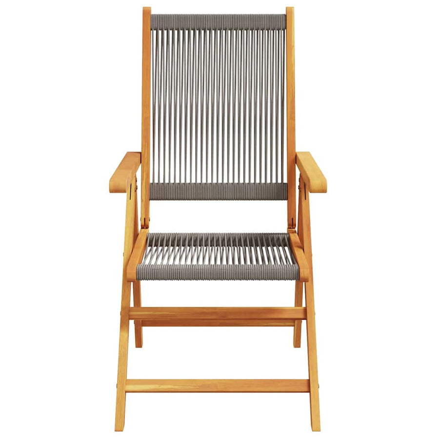 Folding Chairs 2 pcs Grey Solid Wood Acacia and Polypropylene