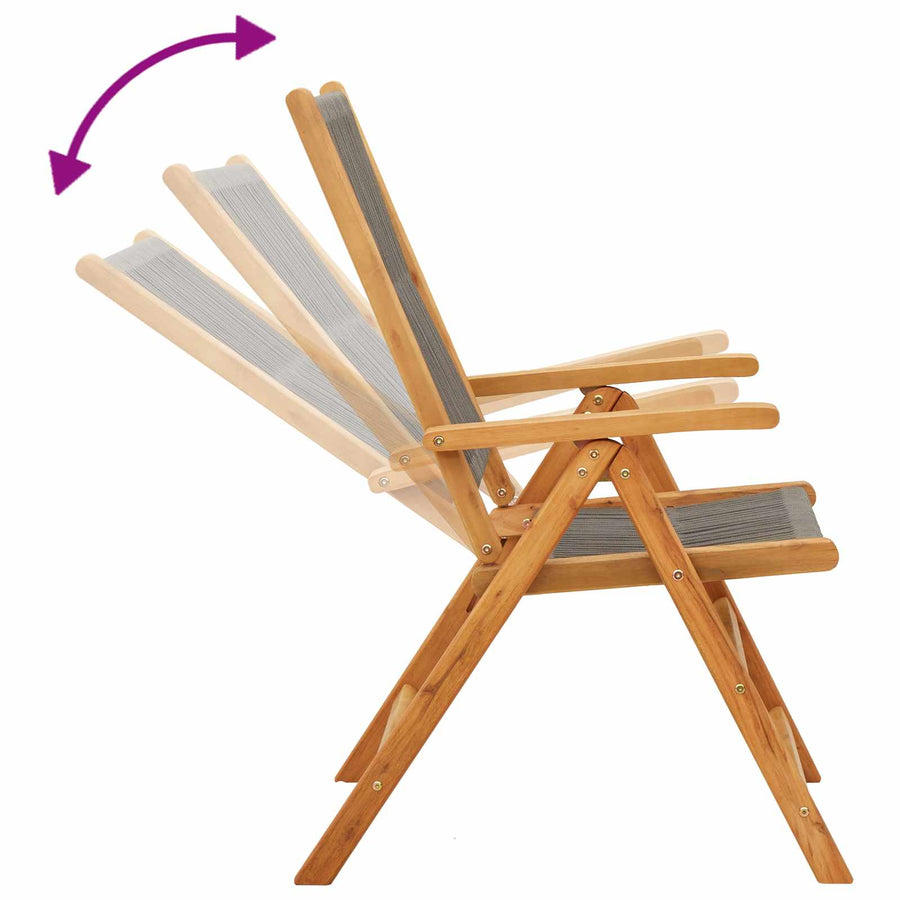Folding Chairs 2 pcs Grey Solid Wood Acacia and Polypropylene