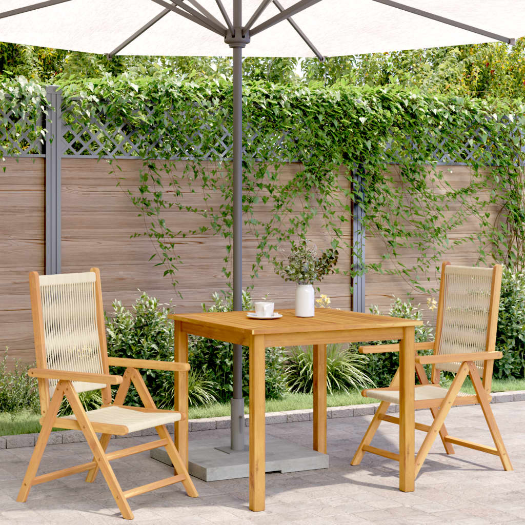 Folding Chairs 2 pcs Beige Solid Wood Acacia and Polypropylene