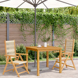 Folding Chairs 2 pcs Beige Solid Wood Acacia and Polypropylene