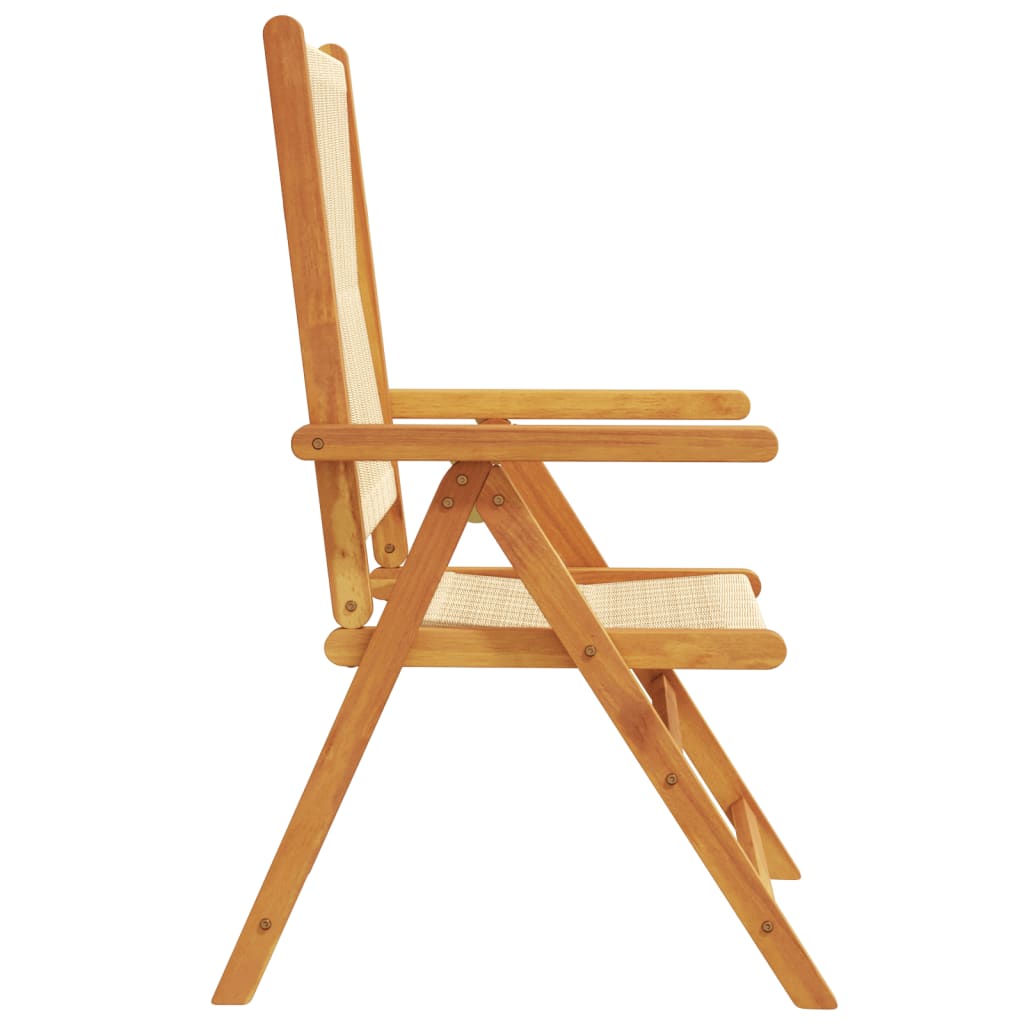 Folding Chairs 2 pcs Beige Solid Wood Acacia and Polypropylene