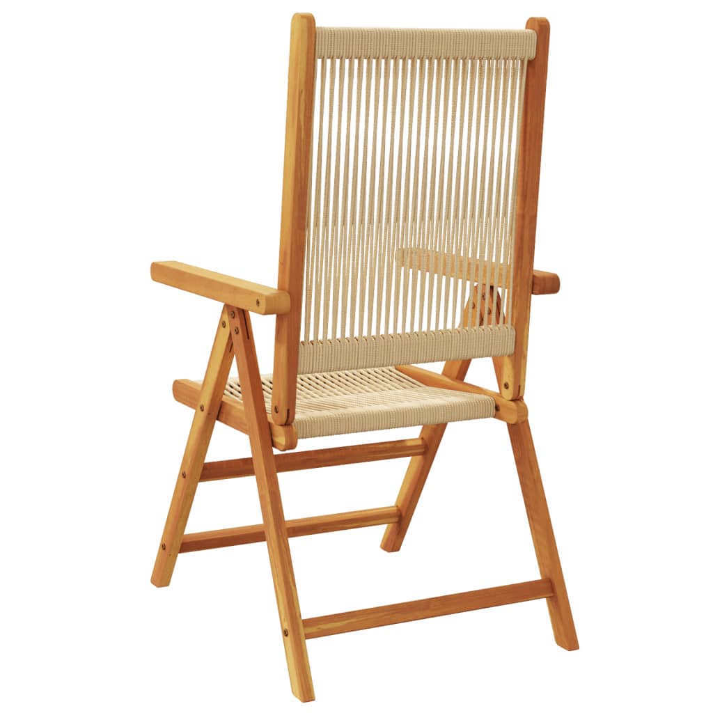 Folding Chairs 2 pcs Beige Solid Wood Acacia and Polypropylene