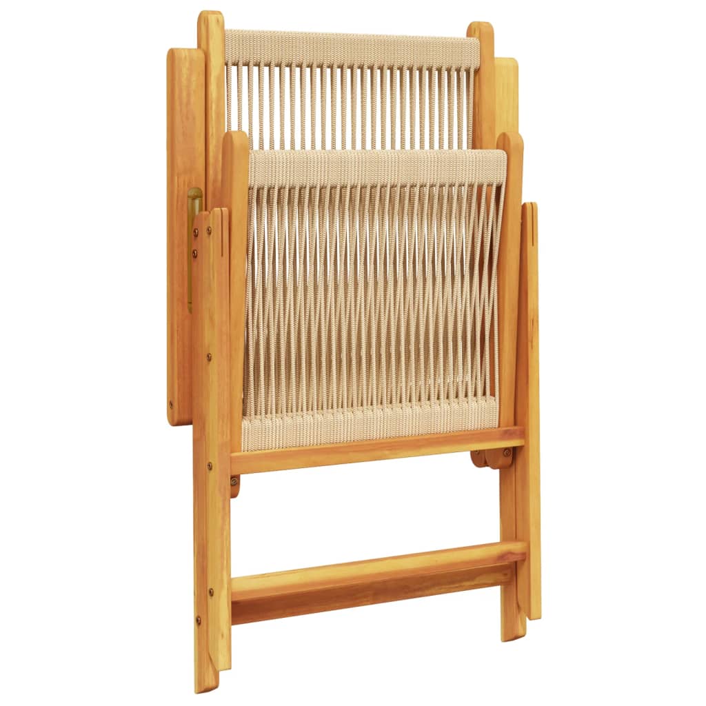 Folding Chairs 2 pcs Beige Solid Wood Acacia and Polypropylene