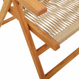 Folding Chairs 2 pcs Beige Solid Wood Acacia and Polypropylene
