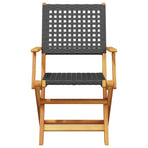 Folding Chairs 2 pcs Black Solid Wood Acacia and Poly Rattan