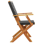 Folding Chairs 2 pcs Black Solid Wood Acacia and Poly Rattan