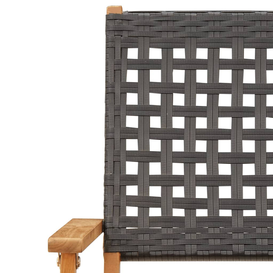 Folding Chairs 2 pcs Black Solid Wood Acacia and Poly Rattan