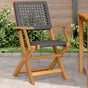 Folding Chairs 2 pcs Black Solid Wood Acacia and Poly Rattan