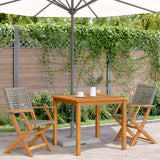 Garden Chairs 2 pcs Grey Solid Wood Acacia and Poly Rattan - Side View