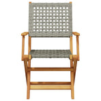 Folding Chairs 2 pcs Grey Solid Wood Acacia and Poly Rattan