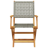 Garden Chairs 2 pcs Grey Solid Wood Acacia and Poly Rattan - 45-Degree Angle