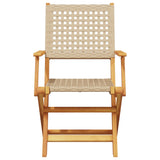Garden Chairs 2 pcs Beige Solid Wood Acacia and Poly Rattan - 45-Degree Angle
