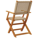 Garden Chairs 2 pcs Beige Solid Wood Acacia and Poly Rattan - Close-Up Angle