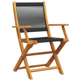 Garden Chairs 2 pcs Black Solid Wood Acacia and Polypropylene - Top-Down View