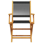 Folding Chairs 2 pcs Black Solid Wood Acacia and Polypropylene