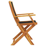 Folding Chairs 2 pcs Black Solid Wood Acacia and Polypropylene