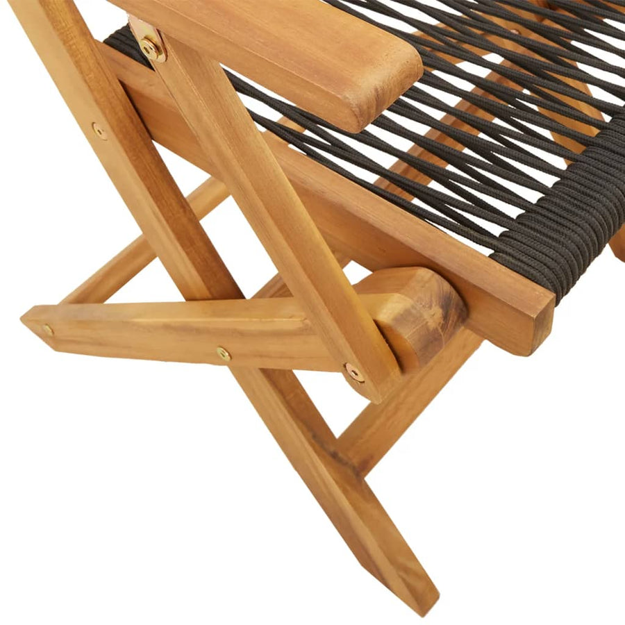 Folding Chairs 2 pcs Black Solid Wood Acacia and Polypropylene