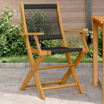 Folding Chairs 2 pcs Black Solid Wood Acacia and Polypropylene