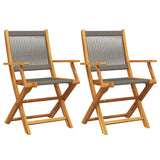 Garden Chairs 2 pcs Grey Solid Wood Acacia and Polypropylene - Front View