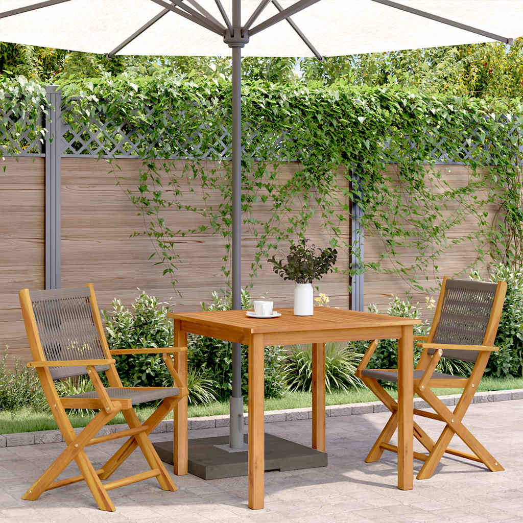 Folding Chairs 2 pcs Grey Solid Wood Acacia and Polypropylene