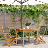 Folding Chairs 2 pcs Grey Solid Wood Acacia and Polypropylene