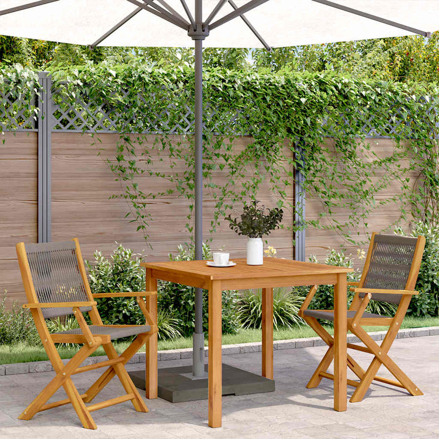 Folding Chairs 2 pcs Grey Solid Wood Acacia and Polypropylene