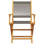 Folding Chairs 2 pcs Grey Solid Wood Acacia and Polypropylene
