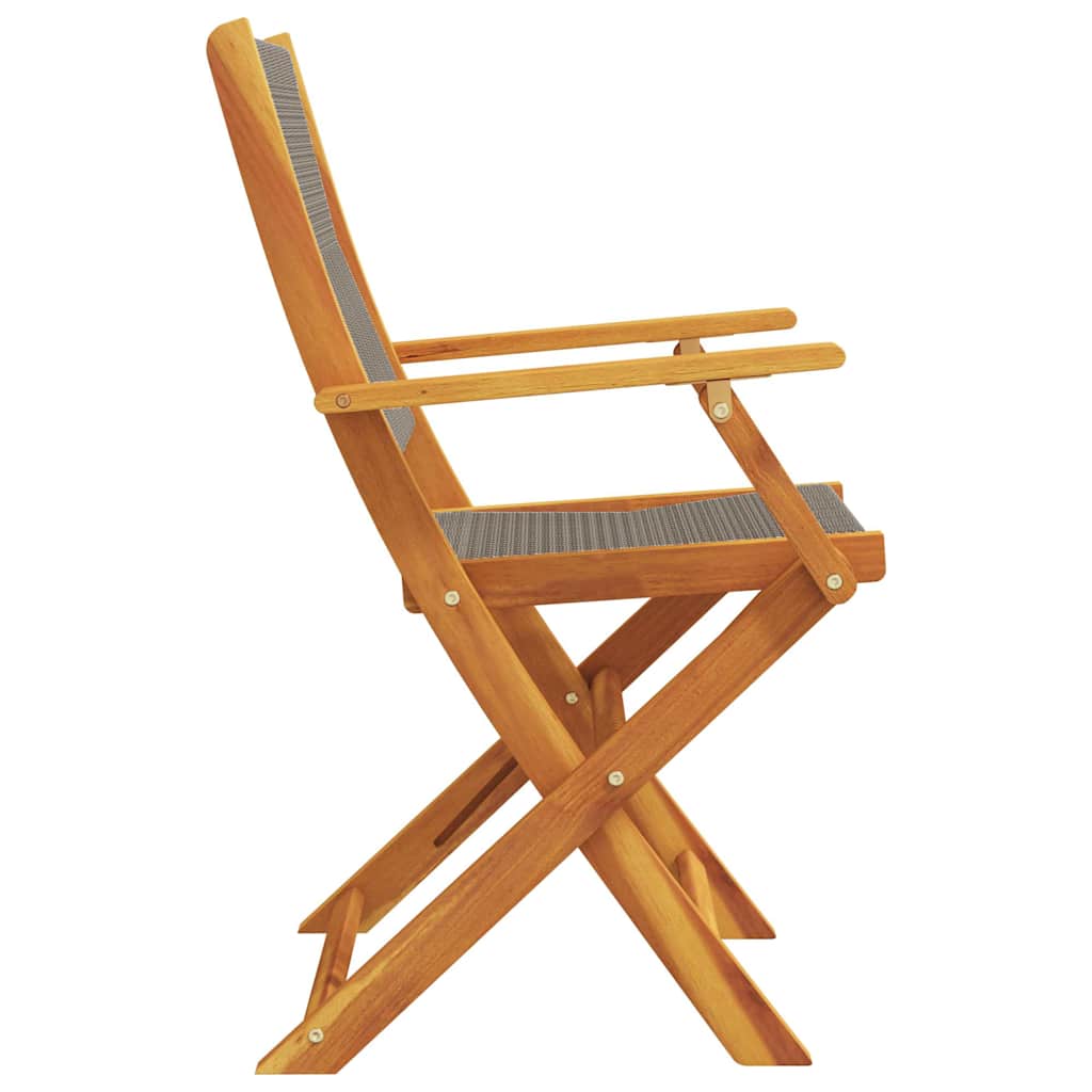 Folding Chairs 2 pcs Grey Solid Wood Acacia and Polypropylene