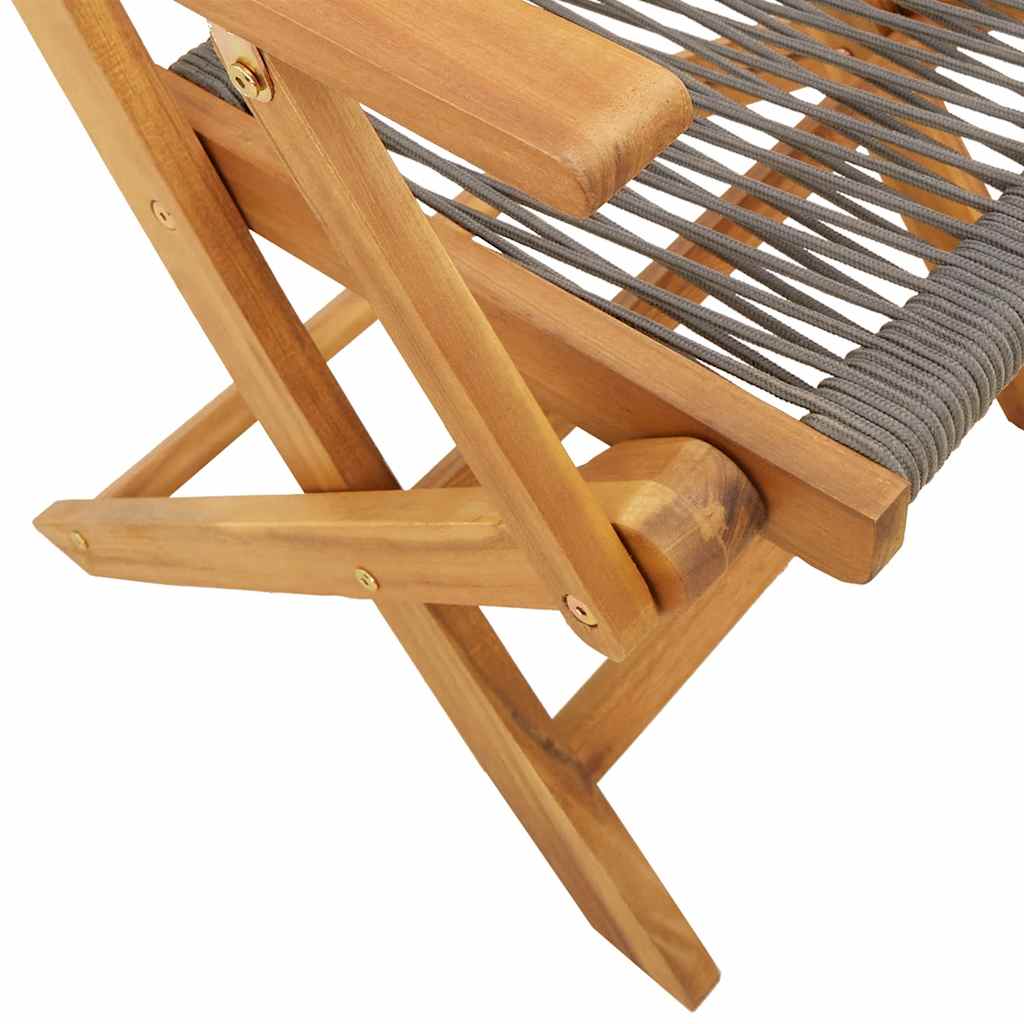 Folding Chairs 2 pcs Grey Solid Wood Acacia and Polypropylene